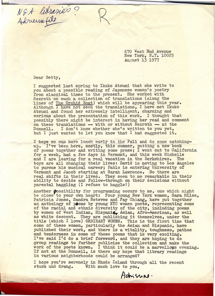 Adrienne Rich Letter_1977